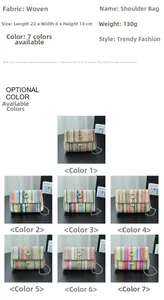 Spécifications de taille et sept options de couleur pour sacs à bandoulière tressés