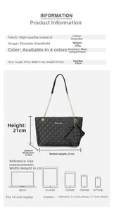 Detailed size guide for black quilted tote bag with dimensions and capacity info