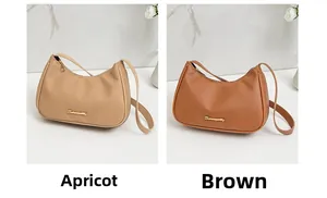 Detailed close-up of textured lychee grain leather bags in apricot and brown finishes