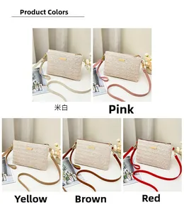Detailed comparison of woven crossbody bags in beige pink yellow brown and red colors