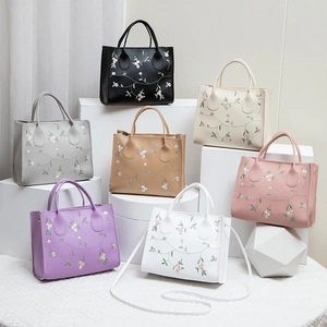 Floral Embroidered Mini Handbag For Women PU Leather National Style Top Handle Crossbody Shoulder Bag Vintage Small Purse