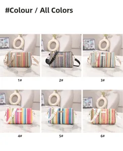 Toutes les couleurs de pochettes en paille arc-en-ciel avec bandoulière réglable