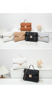 Quilted flap crossbody bags with golden chain straps and turn-lock closure in five colors