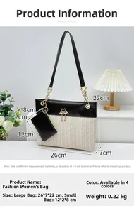 Größentabelle für gewebtes Handtaschen-Set mit Maßen 26x7x22cm und kleinen Beutel-Details
