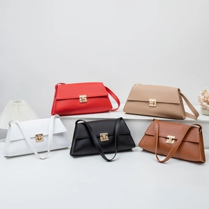 Sac Sous Le Bras Baguette Pour Femmes En Cuir PU Minimaliste Avec Fermoir Rotatif En Métal Doré Sac À Main Élégant
