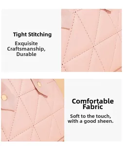 Detailed close-up of pink shell bag with diamond quilted leather and precision stitching