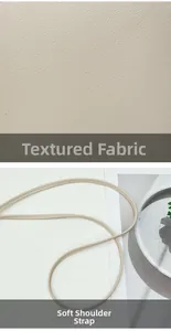 Détail de la texture cuir grainé et de la bandoulière souple avec coutures précises
