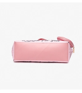 Pochette en cuir PU rose avec breloque cœur et lettrage Good Luck for You