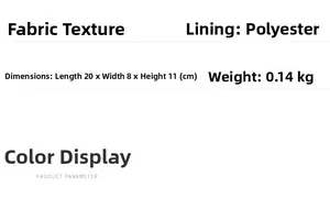Detailed size specifications and material chart for vintage textured floral clutch bag