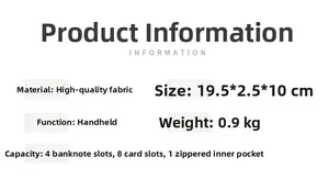 Detailed size and structure chart of long sequin butterfly wallet for women