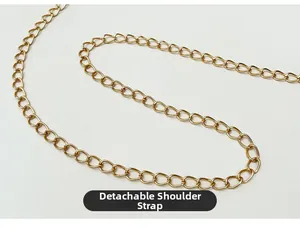 Detail of the high-quality detachable gold metal chain strap for a women's handbag