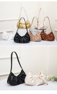 Detailed comparison of pleated cloud bags in white gold black beige and brown finishes