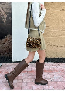 Chic gold-brown sequined crossbody bag for women featuring a slim black leather strap