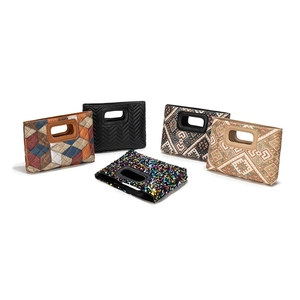 Women Handbag Rectangular Clutch With Cutout Handle Sequin Ethnic Jacquard Patchwork PU Leather For Evening Party Daily