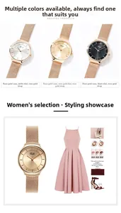 Détails de la montre à quartz Gedi pour femmes avec bracelet en maille d'or rose