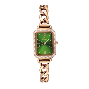 Orologio donna di lusso oro rosa con quadrante verde sfumato e ghiera con cristalli
