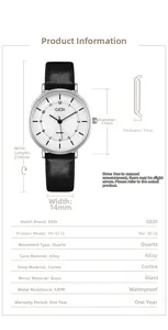 Detail view of GEDI quartz watch featuring Roman numerals, 31mm case, and leather strap