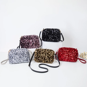 Shimmering Sequin Shoulder Bag Small Square PU Crossbody Purse For Women Party Night Out Fashion Accessory