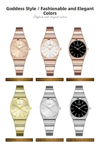 Detailed grid view of minimalist bamboo-style link quartz watches in six elegant colors