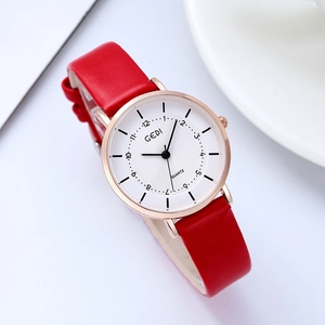 Women Quartz Watch Leather Strap Alloy Case Waterproof Elegant Round Dial Analog Wristwatch Fashion Ladies Casual Retro