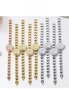Detailed comparison of quartz bracelet watches in rose gold, gold, and silver finishes