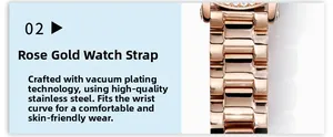 Detail of rose gold stainless steel watch strap with vacuum plating and link structure