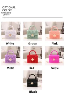 Mini sac gelée en PVC avec texture de perles évidées et fermoir fleur en sept couleurs