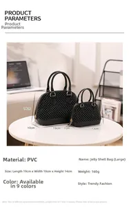 Paramètres de taille détaillés pour les sacs en PVC noir avec décorations rivets