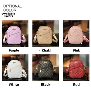 Quilted crossbody bags collection in six colors: purple, khaki, pink, white, black, red