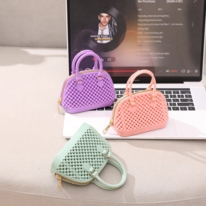 Mini macaron jelly shell bags in purple pink and green with textured beaded surface
