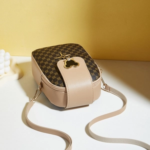 Vintage pattern crossbody phone bag for women with leather trim and star pendant