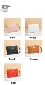 Detail showing five colors of quilted chain crossbody bags with gold hardware