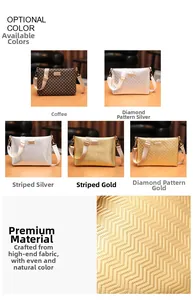 Close-up of metallic rhombic and wave patterns on leather envelope shoulder bags