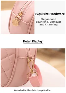 Detailed view of pink quilted texture bag with gold hardware and removable shoulder strap