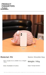 Sac à bandoulière matelassé rose en PU avec dimensions 21x7x15cm et rangement