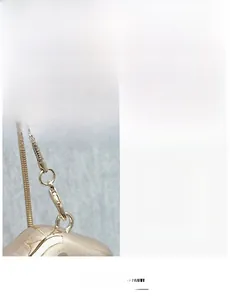 Close-up of shell-shaped champagne bag with snake chain and metal lobster clasp detail