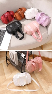 Quilted boston handbags in various colors featuring metal zippers and soft textures