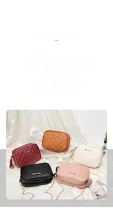 Quilted crossbody bag collection in five colors featuring gold chain and tassel detail