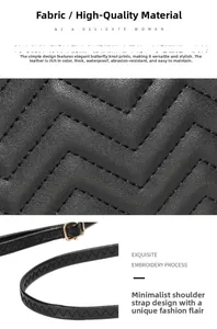 Macro detail of waterproof black quilted leather with gold buckle and wave embroidery