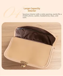 Interior detail of large capacity crossbody bag showing storage for phone and wallet