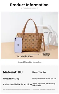 Detailed size specifications of the brown vintage floral bucket bag with dimensions