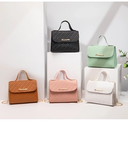 Détails des sacs à bandoulière tissés en plusieurs couleurs avec chaîne dorée