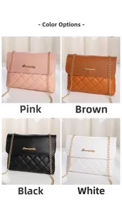 Detailed grid showing quilted chain bags in pink, brown, black, and white colors