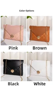 Quilted flap chain bag in four colors pink brown black white with gold hardware
