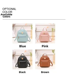 Mini zaini in pelle PU con trama litchi disponibili in blu, rosa, nero e marrone