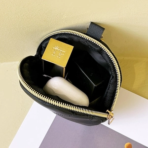 Fashion black faux leather heart coin purse with gold zipper and stylish interior storage