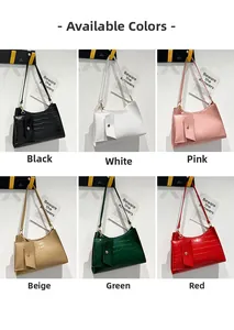 Detaillierte Ansicht der Schultertaschen mit Krokoprägung in sechs modischen Farben