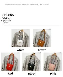 Detail view of quilted small crossbody bags in five colors with metal twist lock closures