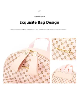 Detail of pink backpack featuring zinc alloy hardware and large zipper pull design