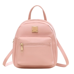 Mini zaino da donna in pelle PU rosa con trama litchi e dettagli con cerniere dorate